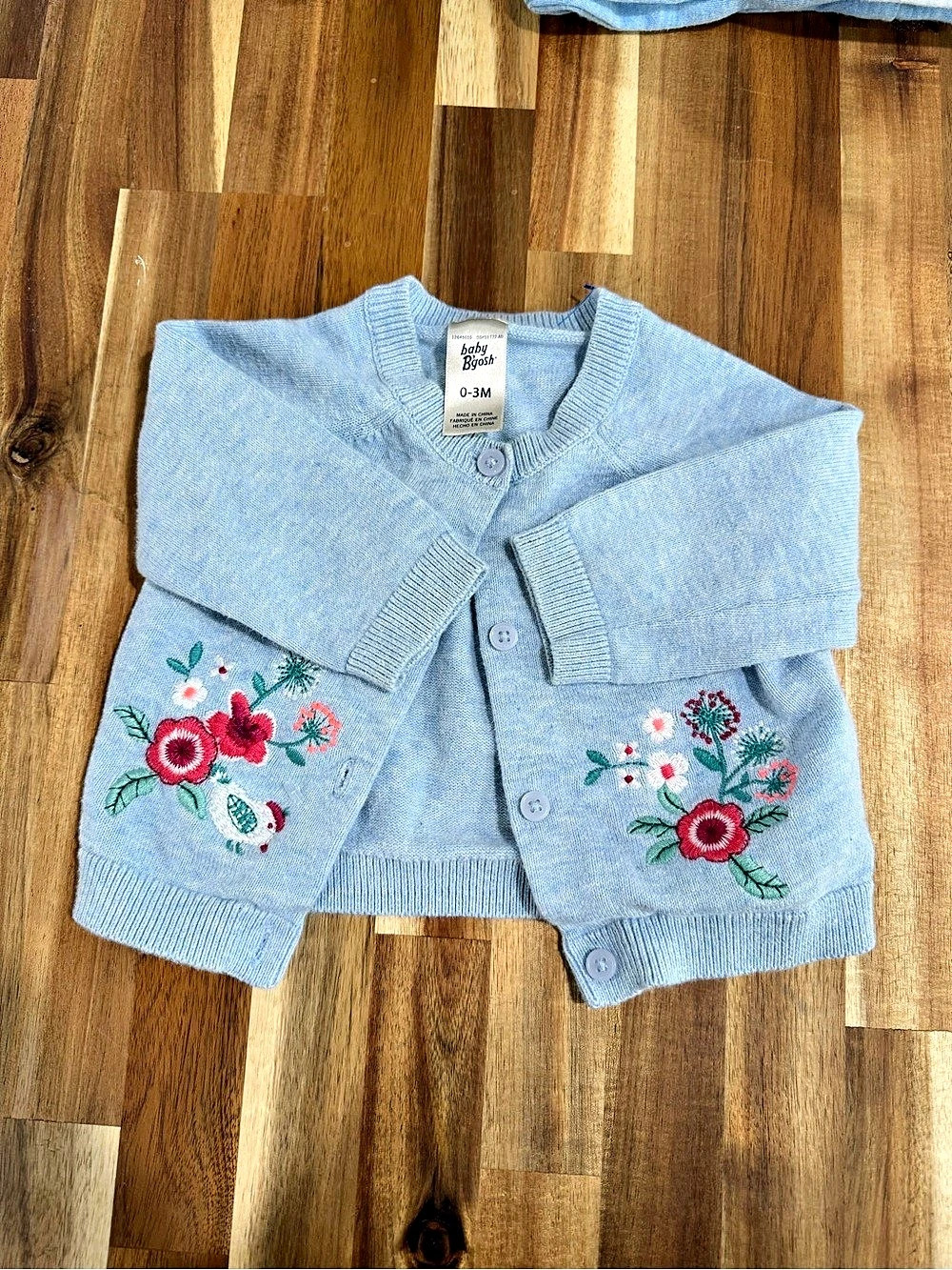 Baby B'Gosh Embroidered Cardigan in Blue & Pink Baby 0-3M Like New